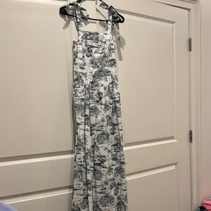 Rachel Zoe Green and White Toile Printed Dress